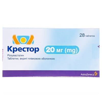 Крестор таблетки, в/плів. обол. по 20 мг №28 (14х2)
