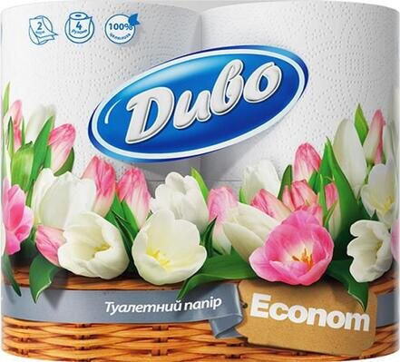 Туалетний папір Диво Econom 2 шари білий, 4 рулони