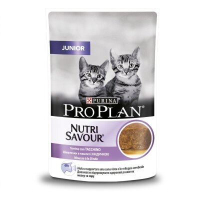 Корм вологий для кошенят Purina Pro Plan Junior Nutrisavour Mousse with Turkey шматочки в паштеті з індичкою, 85 г