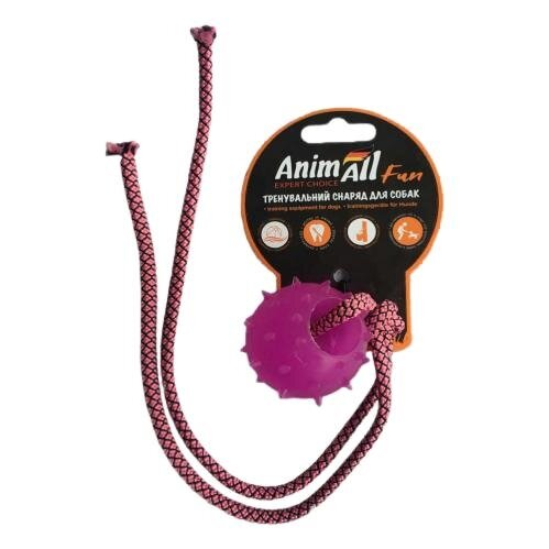 Іграшка для собак AnimAll Fun Куля з канатом фіолетова, 4 см