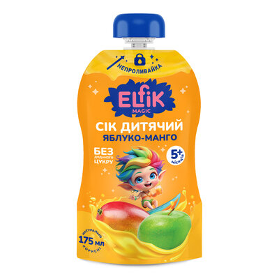 Сік Elfik Magic Яблуко-Манго без цукру для дітей з 5 місяців, 175 мл