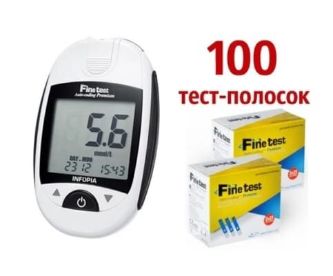 Глюкометр Fine Test Auto-Coding Premium, стартовий комплект (100 тест-смужок, 25 ланцетів)