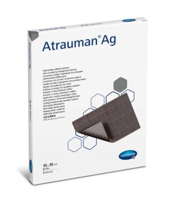 Пов'язка мазева Atrauman AG зі сріблом 10 см x 10 см, 3 штуки