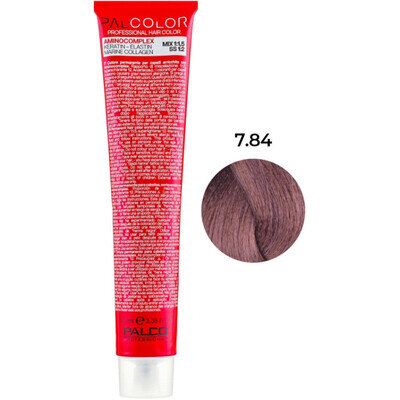 Крем-фарба для волосся Palco Professional Color № 7.84 блонд середній червоно-гарячий какао світле, 100 мл