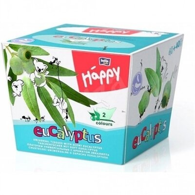 Серветки паперові унiверсальні Bella Baby Happy двошарові 2 кольори евкаліпт, 40+40 шт