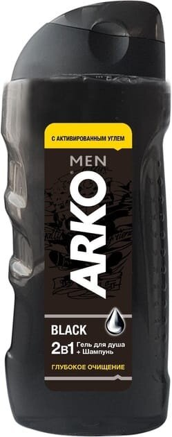 Гель для душу та шампунь Arko Men 2 in 1 Black чоловічий, 260 мл