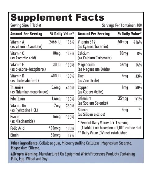 Вітамінно-мінеральний комплекс Мультивітамін Haya Labs Basic Adult Multivitamin таблетки №100