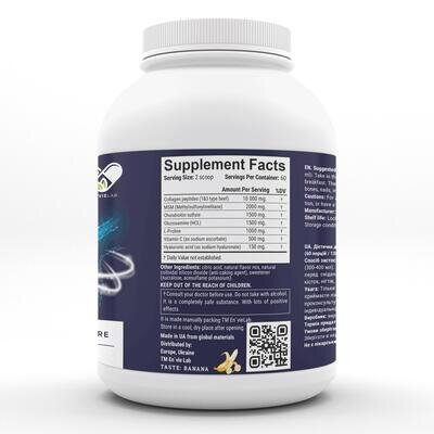 Хондропротектор En'vie Lab 7 Active Component з колагеном 1 та 3 типу для суглобів, зі смаком банану, порошок, 60 порцій