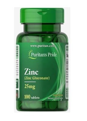 Цинк глюконат Puritan's Pride Zinc 25 мг, 100 таблеток