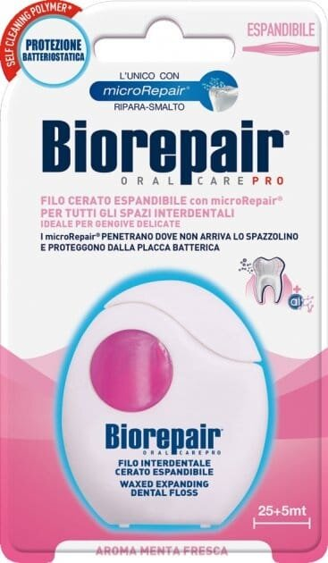 Зубна нитка-флос Biorepair розширююча з гідроксиапатитом і гіалуроновою кислотою 30 метрів