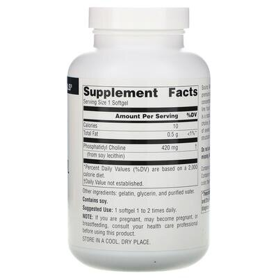 Фосфатидилхолін в лецитині Source Naturals Phosphatidyl Choline 420 мг, 180 капсул