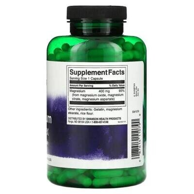 Магній потрійний комплекс Swanson Triple Magnesium Complex 400 мг, 300 капсул