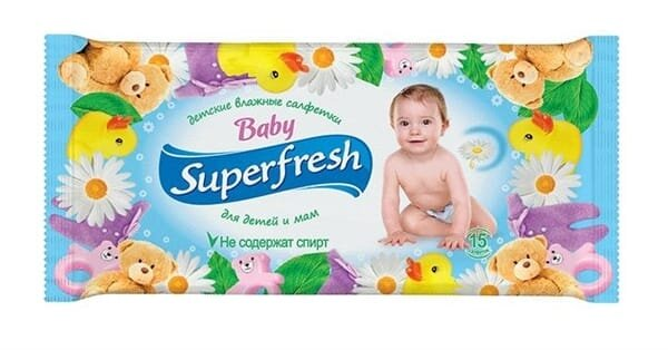 Серветки вологі Superfresh Baby для дітей та мам, 15 шт