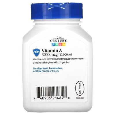 Вітамін A 21st Century Vitamin A 10,000 IU, 110 желатинових капсул