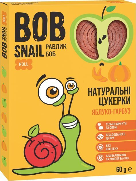 Цукерки Bob Snail Roll натуральні яблучно-гарбузові, 60 г