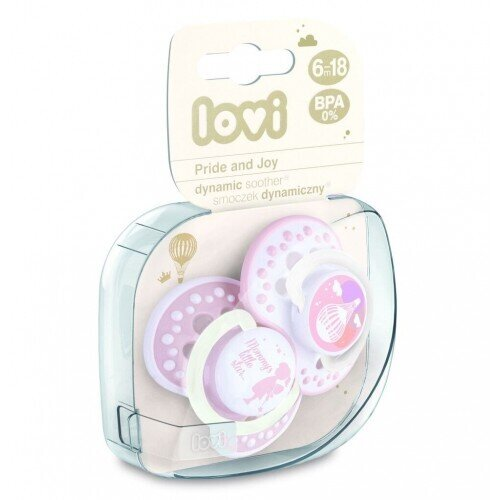 Пустушка силіконова Lovi Retro baby динамічна, 22/805girl, 6-18 місяців, 2 шт