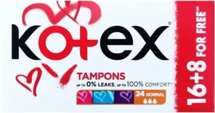 Тампони гігієнічні Kotex Normal, 16+8 шт