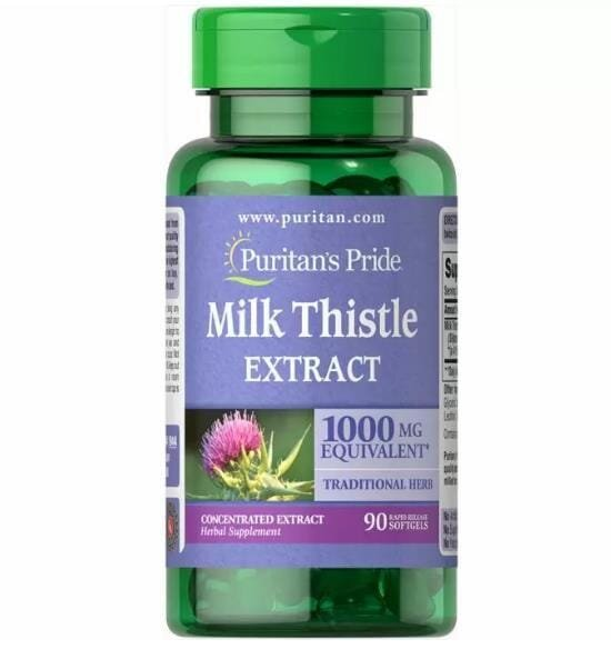 Розторопша Puritan's Pride Milk Thistle Extract 1000 мг, 90 гелевих капсул