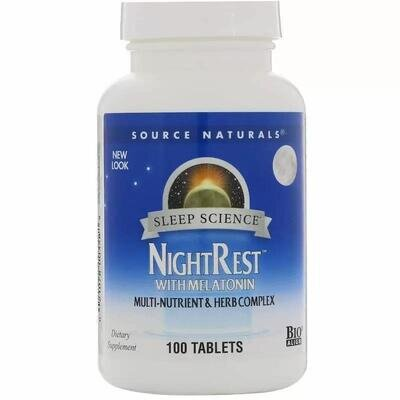 Комплекс для сну з мелатоніном Source Naturals NightRest With Melatonin, 100 таблеток