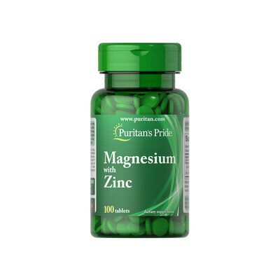 Магній з цинком Puritan's Pride Magnesium with Zinc, 100 таблеток