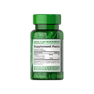 Магній з цинком Puritan's Pride Magnesium with Zinc, 100 таблеток
