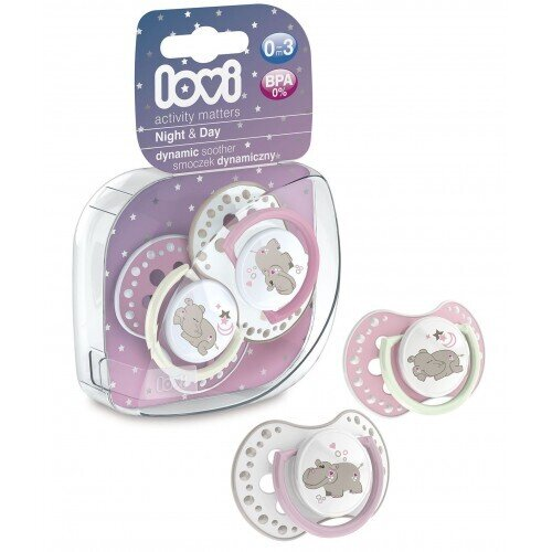 Пустушка силіконова Lovi Night & Day динамічна, 22/809girl, 0-3 місяці, 2 шт