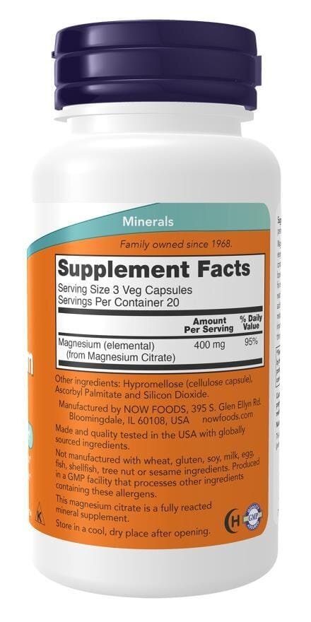 Магній цитрат NOW Magnesium Citrate вег. капсули №120