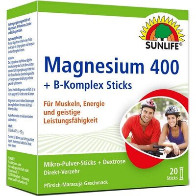 Вітаміни Sunlife Magnesium 400 + B-Komplex Sticks порошок по 2,5 г №20 у стіках