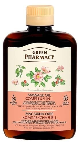 Олія масажна Green Pharmacy Комплексна 5 в 1, 200 мл