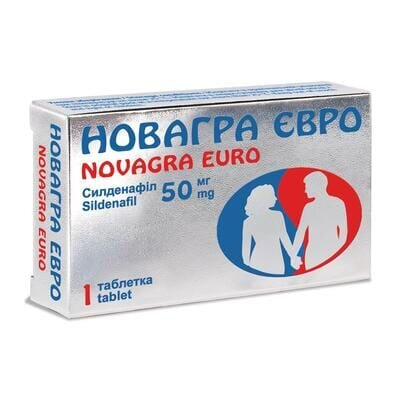 Новагра євро таблетки, в/плів. обол. по 50 мг №1 у бліс.
