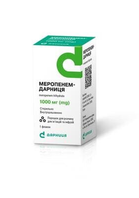 Меропенем-Дарниця порошок для р-ну д/ін. та інф. по 1000 мг №1 у флак.