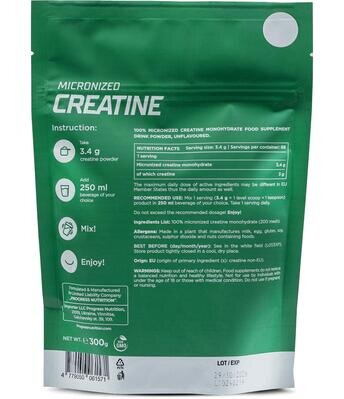 Креатин моногідрат Progress Nutrition Micronized Creatine без смаку, 300 г