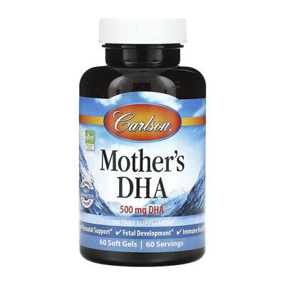 Жирні кислоти Carlson Labs Mother's DHA для вагітних і жінок, що годують 500 мг капсули №60
