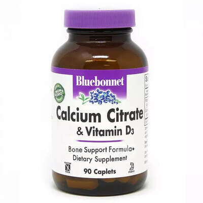 Кальцій цитрат + Вітамін D3 Bluebonnet Nutrition Calcium Citrate & Vitamin D3 каплети №90