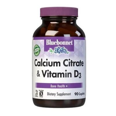Кальцій цитрат + Вітамін D3 Bluebonnet Nutrition Calcium Citrate & Vitamin D3 каплети №90