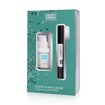 Набір MartiDerm Flash & Glow Effect (сироватка Flash для обличчя 15 мл + бальзам Platinum для губ 4,5 мл)