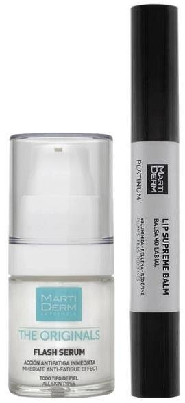 Набір MartiDerm Flash & Glow Effect (сироватка Flash для обличчя 15 мл + бальзам Platinum для губ 4,5 мл)