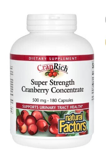 Концентрат журавлини Natural Factors CranRich Cranberry Concentrate 500 мг, 180 капсул