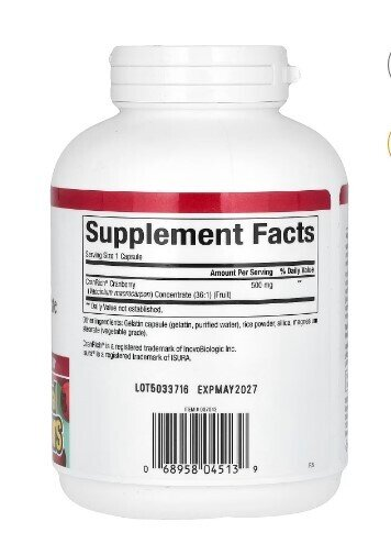 Концентрат журавлини Natural Factors CranRich Cranberry Concentrate 500 мг, 180 капсул