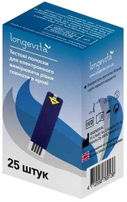 Тест-смужки Longevita для глюкометра, 25 штук
