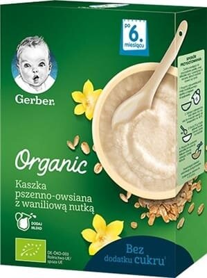 Каша безмолочна Gerber Organic пшенично-вівсяна ваніль для дітей з 6 місяців, 240 г