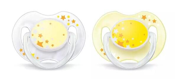 Пустушка силіконова Philips Avent Classic Нічна SCF176/18 ортодонтична, 0-6 місяців, 2 шт