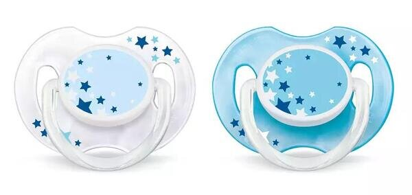 Пустушка силіконова Philips Avent Classic Нічна SCF176/18 ортодонтична, 0-6 місяців, 2 шт