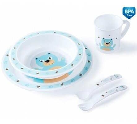 Набір посуду Canpol babies Cute Animals пластиковий столовий, ведмедик, бірюзовий, 4/401_tur