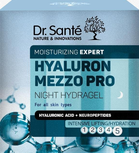 Гідрогель для обличчя Dr.Sante Hyaluron Mezzo Pro нічний, 50 мл