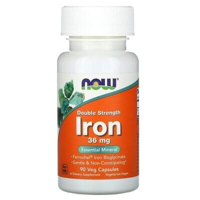 Залізо NOW Iron Double Strength 36 мг вег. капсули №90