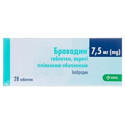 Бравадин таблетки, в/плів. обол. по 7.5 мг №28 (14х2)