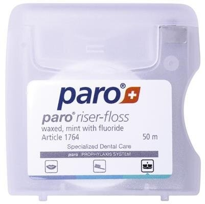 Зубний флос Paro Swiss riser-floss вощений, з м'ятою і фтором, 50 м