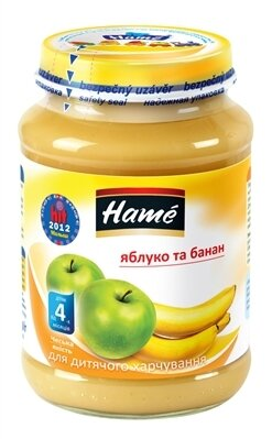 Пюре фруктове Hame Яблуко та банан, 190 г