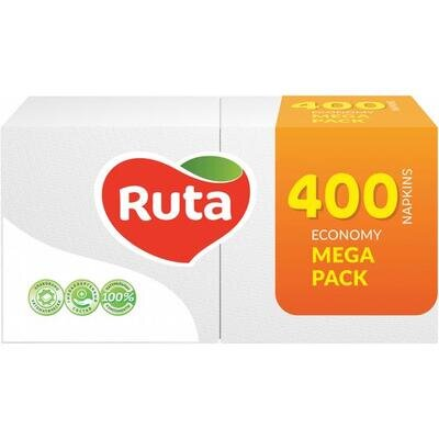 Серветки столові Ruta Mega Pack 1 шар, 24 х 24 см, 400 шт